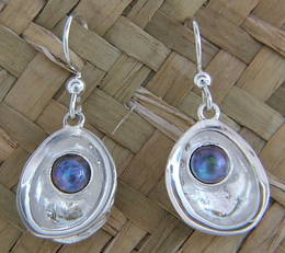 E6 Silver and Paua Pearl Earrings